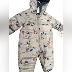 NWT Carter’s Infant Fox/Woodsy Snowsuit-Pram  w/ Hood. 3 Months